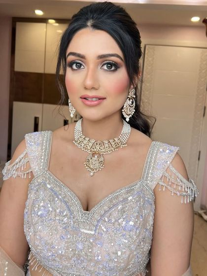 The look in cooler indoor lighting, showing the true tones of the silver eyeshadow.