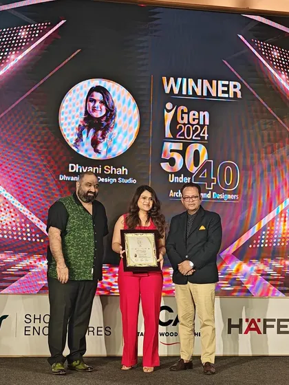 Here I am accepting the iGen Top 50 under 40 award from Architect and Interiors India. This recognition is a milestone that I share with my dedicated team and wonderful clients who trust me to create inspiring branded workspaces.