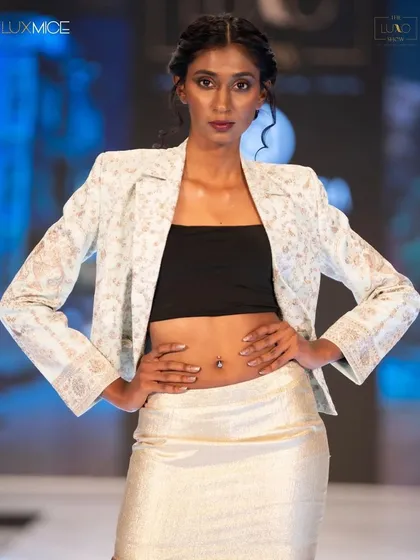A modern, edgy look for The Luxo Show. The makeup is clean and defined, with glowing skin and a subtle smokey eye.