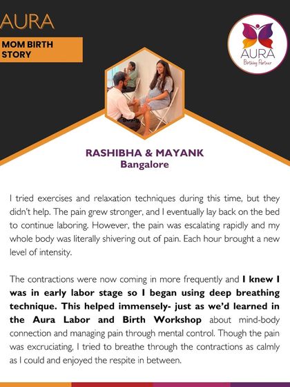As contractions intensified, Rashibha knew she was in the early labor stage and began using the deep breathing techniques we practiced in the workshop for mind-body connection.