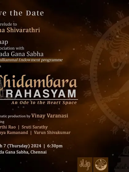 The official announcement for the Chennai premiere of 'Chidambara Rahasyam', presented as a prelude to Maha Shivarathri. Bringing this unique thematic production to a new city and audience was an exciting milestone for our team.
