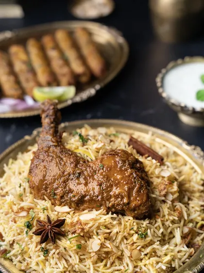 I work with national brands like Behrouz Biryani to create images for new launches and campaigns. This shot focuses on making the chicken biryani look regal and delicious, highlighting the texture of the rice and the rich color of the gravy.