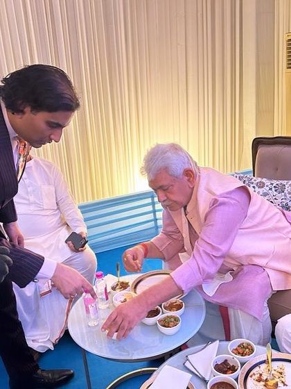 Personally serving Shri Manoj Sinha, the Lieutenant Governor of J&K. It is an honor to present our culinary creations to respected political figures.