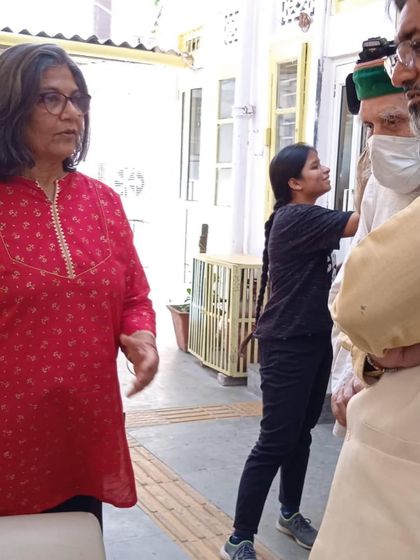 A candid moment from the event with the visually impaired, where we explored art through touch and description.