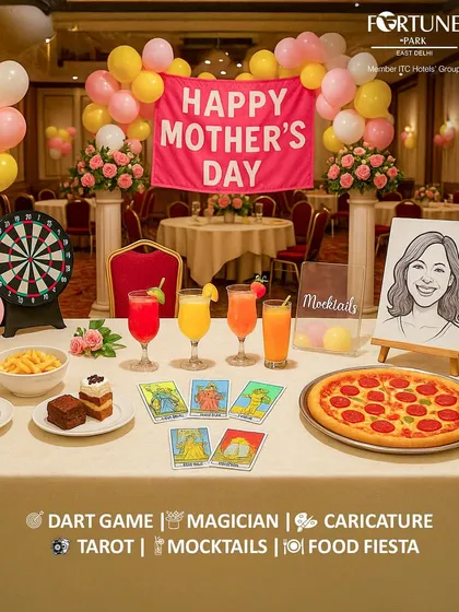 A glimpse of the fun we had at our Mother's Day celebration, featuring a mocktail bar, tarot cards, a caricature artist, and a dart game.