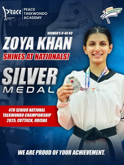 Zoya Khan shines with a Silver medal at the 4th Senior National Taekwondo Championship. Her achievement is a proud moment for the entire PTA family.