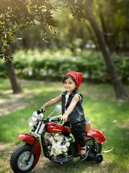 Why should boys have all the fun? We can take the fun outdoors for a unique themed shoot, like this cool biker girl session in a natural park setting.
