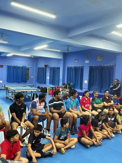 A strong mind is as important as a strong forehand. Our players are seen here in a sports psychology session, learning mental strategies to handle pressure and maintain focus during high-stakes tournaments.