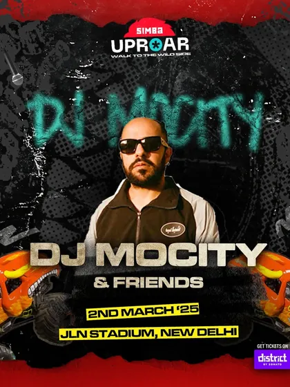 Another brand collaboration, this time with Simba Uproar. The poster announces a 'DJ MoCity & Friends' takeover at JLN Stadium, showing my capacity to curate for large, branded music events.