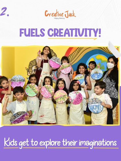 A group of proud kids shows off their finished artwork. My parties are designed to fuel creativity and let children explore their unique imaginations.