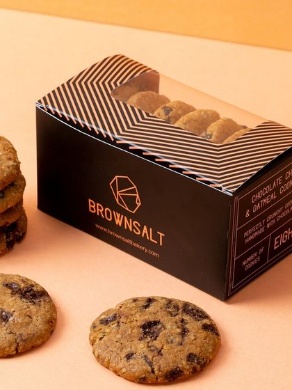 A box of our signature Chocolate Chip & Oatmeal Cookies, a classic treat that we ship pan-India.