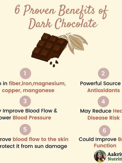 Good news for chocolate lovers! A small amount of dark chocolate can be good for you. It's packed with antioxidants that may help lower blood pressure, reduce heart disease risk, and even improve brain function.