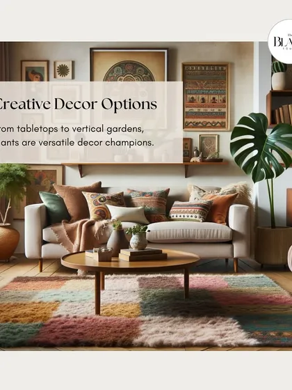 Plants are versatile decor champions. This graphic shows creative ways to incorporate them into your home, from tabletop arrangements to vertical gardens.