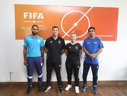 We are proud to contribute to national and international development programs. This photo shows our team alongside other coaches at the FIFA event, united in our mission to advance football fitness.