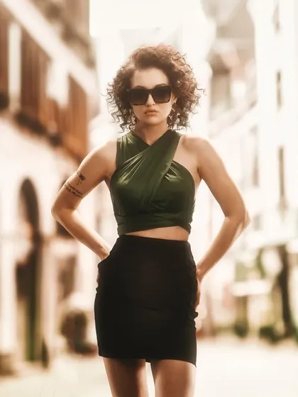 A classic European street scene, projected and shot with a shallow depth of field. This creates a beautifully blurred, impressionistic background that makes the subject stand out.