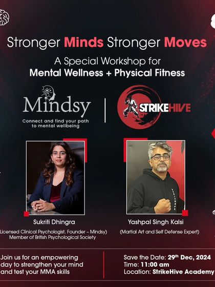 Another one of our workshop announcements, showing our commitment to balancing mind and body. We empower our members with mental clarity and physical strength.