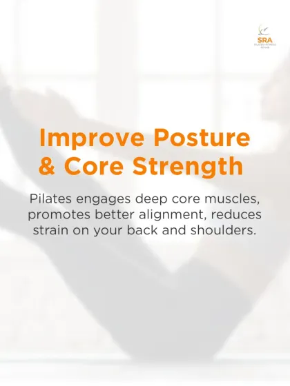 A primary benefit of Pilates for those who sit all day is improved posture and core strength. We engage deep core muscles to reduce strain on the back and shoulders.