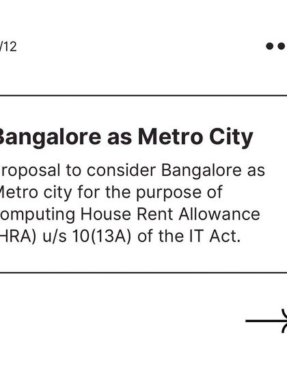 Another expectation from our Union Budget analysis, proposing the consideration of Bangalore as a Metro city for the purpose of computing House Rent Allowance (HRA), which would have significant implications for taxpayers.