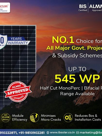 As the number one choice for major government projects and subsidy schemes, our half-cut MonoPERC bifacial panels deliver up to 545 WP. Their design minimizes micro-cracks and reduces installation costs, making them a smart investment.