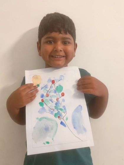Another one of our Lillibees with his whimsical watercolor painting.