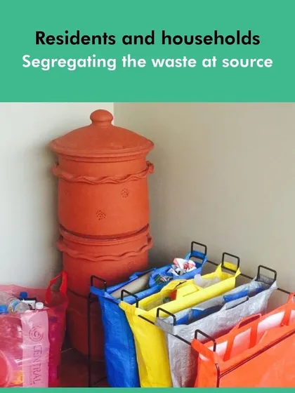 A perfect setup for any home. Here you see our terracotta Khamba for wet waste placed right next to bags for segregating dry waste. This is what taking full responsibility for your household waste looks like.