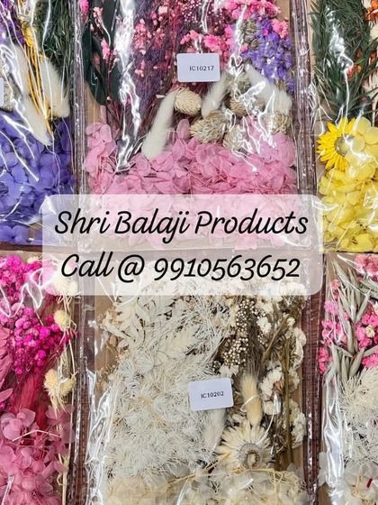 Another view of my colorful dried flower kits. I offer various color palettes, including purples, pinks, yellows, and whites, to suit any creative project.