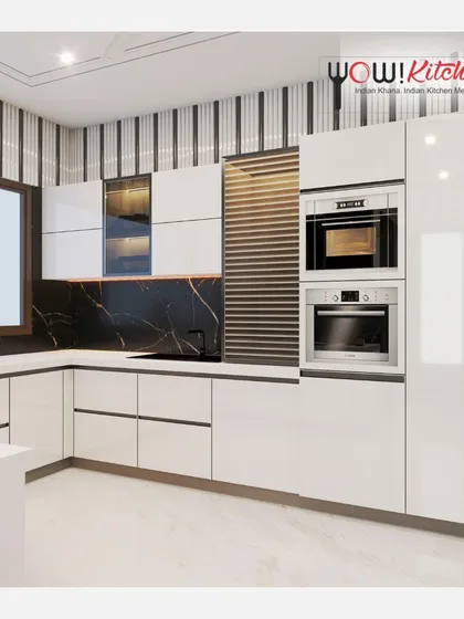 A duplicate image showing the striking contrast of the black and white modern kitchen, perfect for those who love bold design statements.