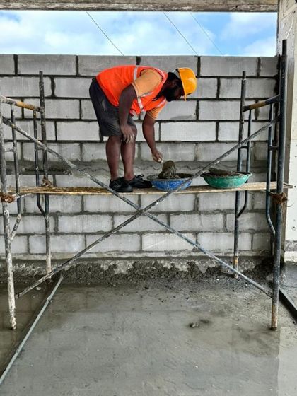 An identical shot of the masonry work. Adherence to safety protocols, like wearing proper gear, is non-negotiable on all my project sites.