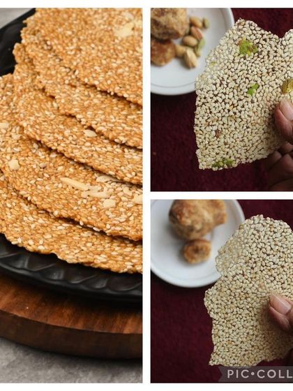This is authentic Tilpatti from Beawar, Rajasthan. Made with sesame seeds and jaggery, these thin, crispy discs are a winter staple known for their warming properties and delicious crunch.