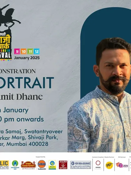 The official poster for my live portrait demonstration at the Chhatrapati Shivaji Maharaj Art Festival in Mumbai.