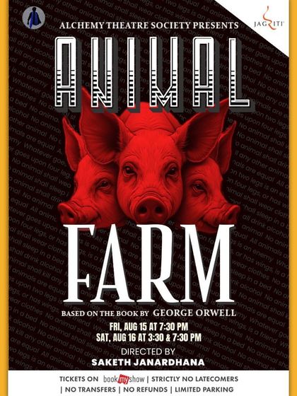 The striking poster for our stage adaptation of George Orwell's classic political allegory, "Animal Farm."