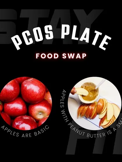 Snacking smart is crucial for PCOS. Instead of just an apple, pairing it with peanut butter adds protein and healthy fats. This combination helps slow down sugar absorption and keeps you feeling full and satisfied for longer.