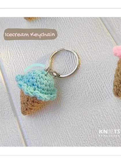 I scream for ice cream! This miniature crochet ice cream cone keychain is a sweet treat that will never melt.