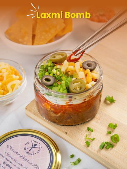 The 'Laxmi Bomb' is my bestselling Mexican Layered Dip, a true explosion of flavour.