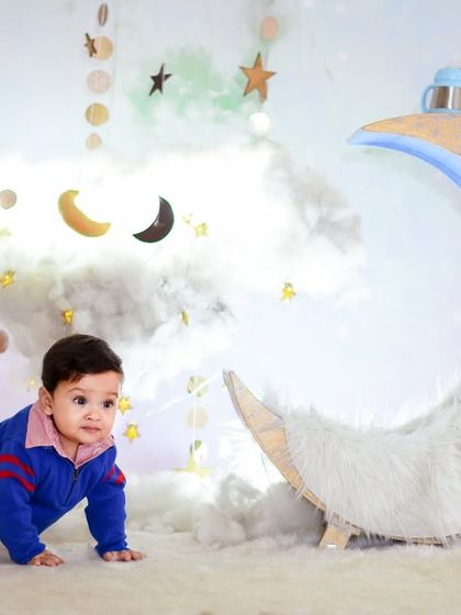 This crawling-stage photo shows how our celestial set is safe and engaging for even the most active little explorers. The moon prop is low to the ground and stable.