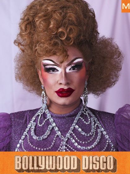 A poster featuring drag artist Malai for Bollywood Disco.