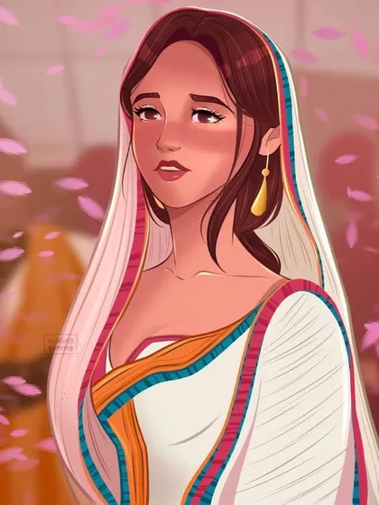 The full view of my 'Aladdin' photo study. This composition includes the background elements and falling petals, creating a complete and atmospheric scene.