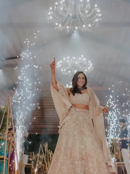 A show-stopping bridal entry with cold pyro fireworks. We love creating these high-impact moments that make the bride feel like a star.