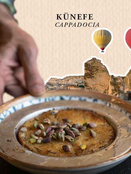 Taste the magic of Cappadocia with our Künefe. This traditional Turkish dessert is made with cheese pastry soaked in sweet syrup, offering a unique and delightful finish to your meal.