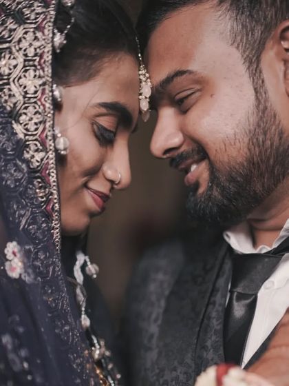 An intimate close-up of a couple, capturing the deep connection and happiness in their eyes.