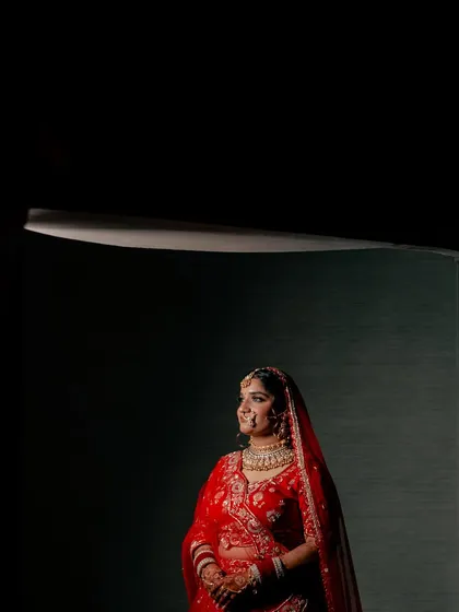 A minimalist portrait of the bride, using negative space to create a powerful and artistic image.