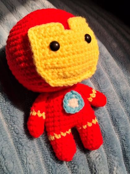 My version of a baby Iron Man, complete with his arc reactor.