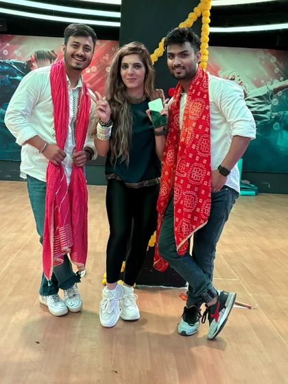 Posing with fellow instructors and participants during our Dandiya nights. Collaboration and community are at the heart of what I do.