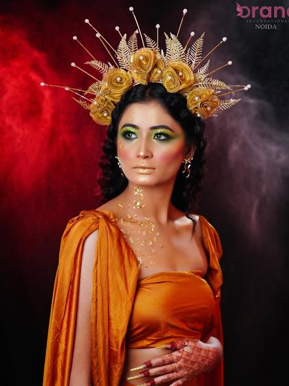 A full portrait of the sun goddess, looking regal and powerful.