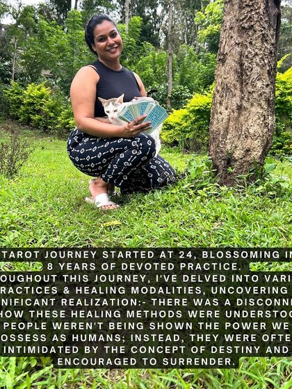 My tarot journey started at 24 and has blossomed over 8 years of practice. I realized that many healing methods didn't empower people. My goal is to show you the power you already possess.