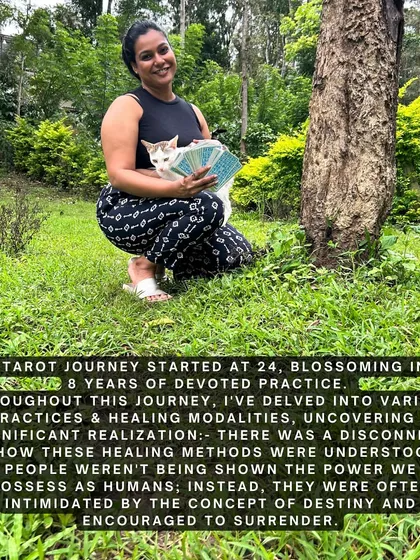 My tarot journey started at 24 and has blossomed over 8 years of practice. I realized that many healing methods didn't empower people. My goal is to show you the power you already possess.
