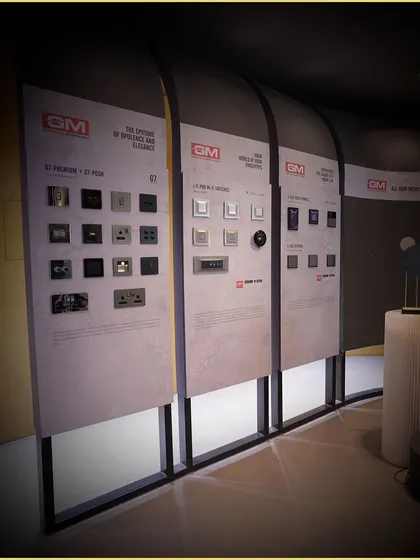 In our experience center, you can explore a wide range of products from leading brands like GM. This display showcases various series of premium switches, allowing you to find the perfect style for your project.