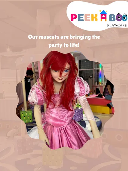 Our mascots bring the party to life. Here, our Ariel mascot is ready to celebrate an under-the-sea theme.