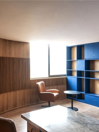 A glimpse into a faculty room at MSAP, showcasing our ability to craft refined interior spaces within a larger, robust architectural framework.