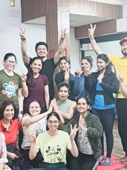 A happy group photo capturing the energy and excitement of our bhandara day.